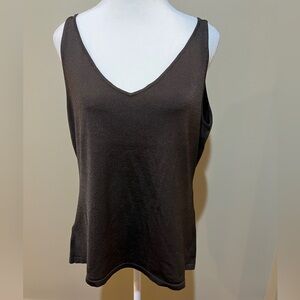 Ann Taylor Deep Chocolate Brown V-Neck Tank